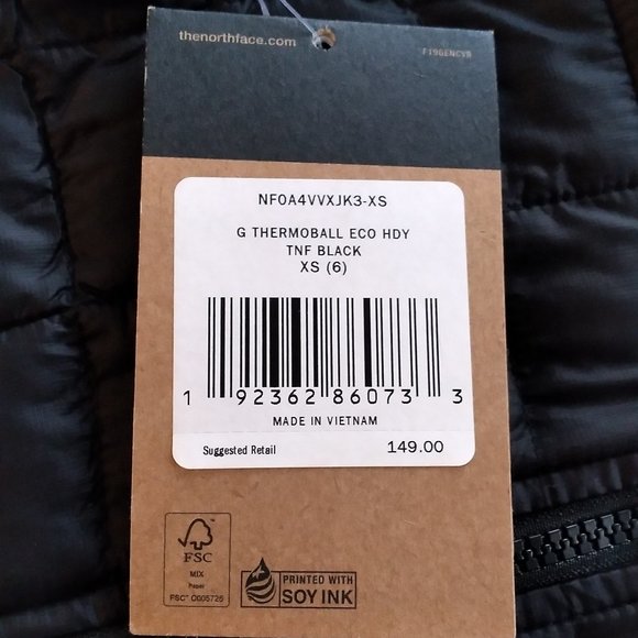 🆕 The North Face Girls' Thermoball Eco Hoodie, X-Small (6) - TNF Black, Auth. - Picture 6 of 14